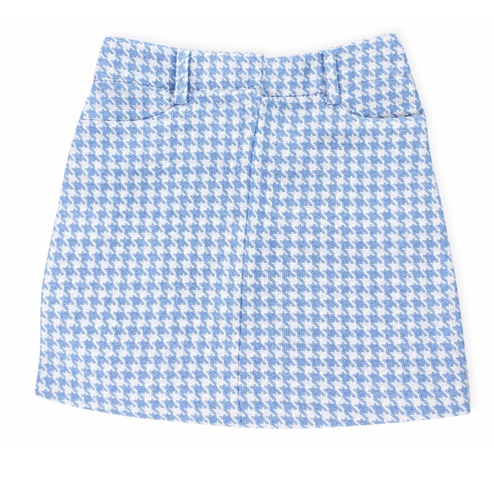 Gabrielle Union Azure Blue Houndstooth Mini Skirt A-Line Lined Size S New